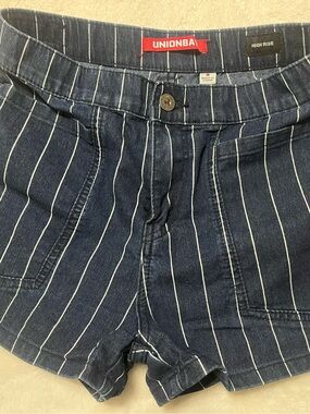 UNIONBAY Navy Blue Pinstripe High-Rise Junior’s Shorts